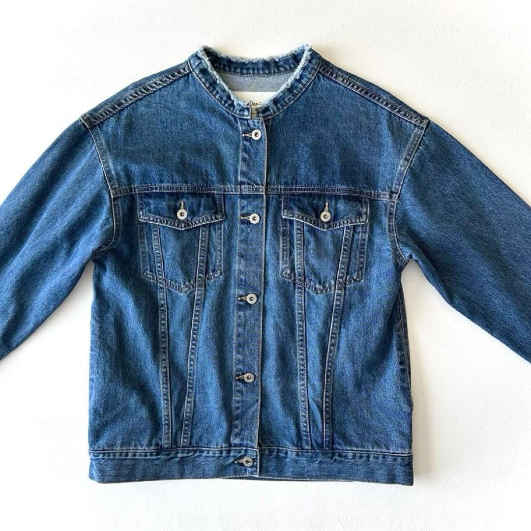 極美品 スローブイエナ ノーカラーGジャン 秋物 デニムジャケット 羽織り