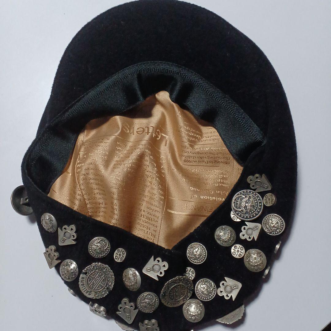 Galliano 黒 ベレー帽 Sサイズ メタル装飾