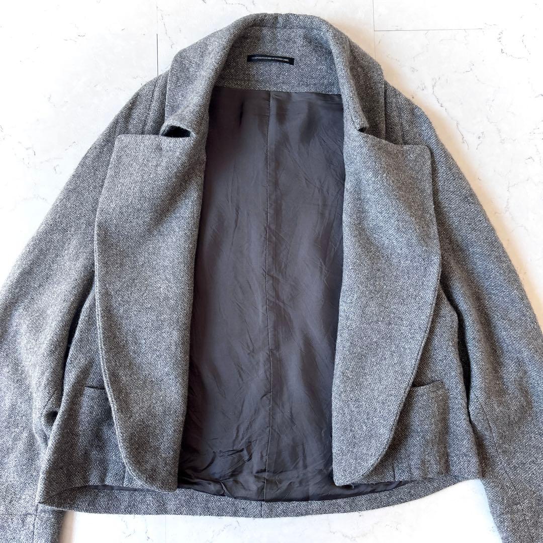 良品 ワイズ 日本製 ウール シルク 短丈 ショート ジャケット 羽織り グレー