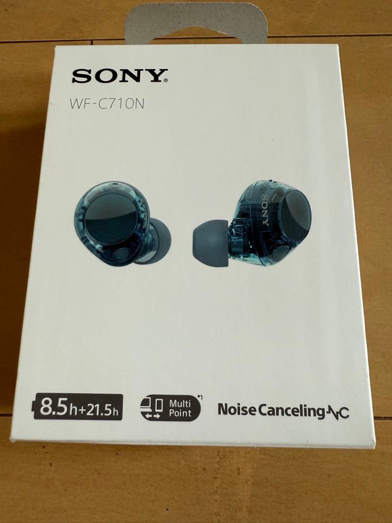 美品　クリアブルー ワイヤレスイヤホン 充電ケース付き