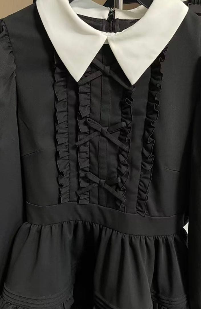 pium ピウム フリルリボン襟付きセットアップ