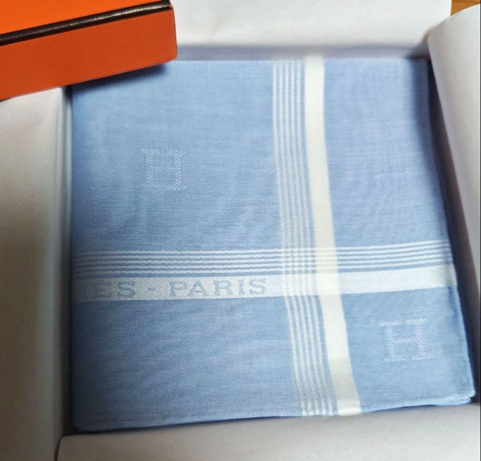 【新品未使用】HERMÈS ジャガード Hレリーフ ブルー