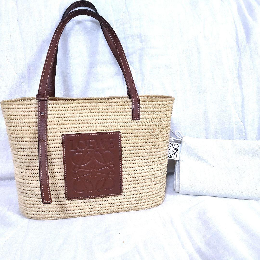 百鬼 ロエベ スクエア バスケット トートバッグ スモール ベージュ かご