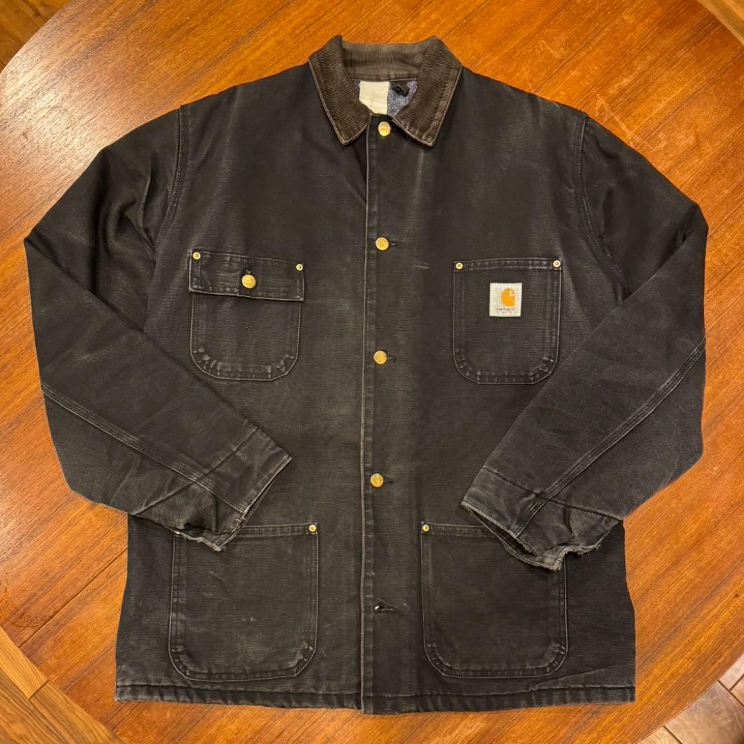 90s 星タグ カーハート チョアコート 42 ブラック スミクロ