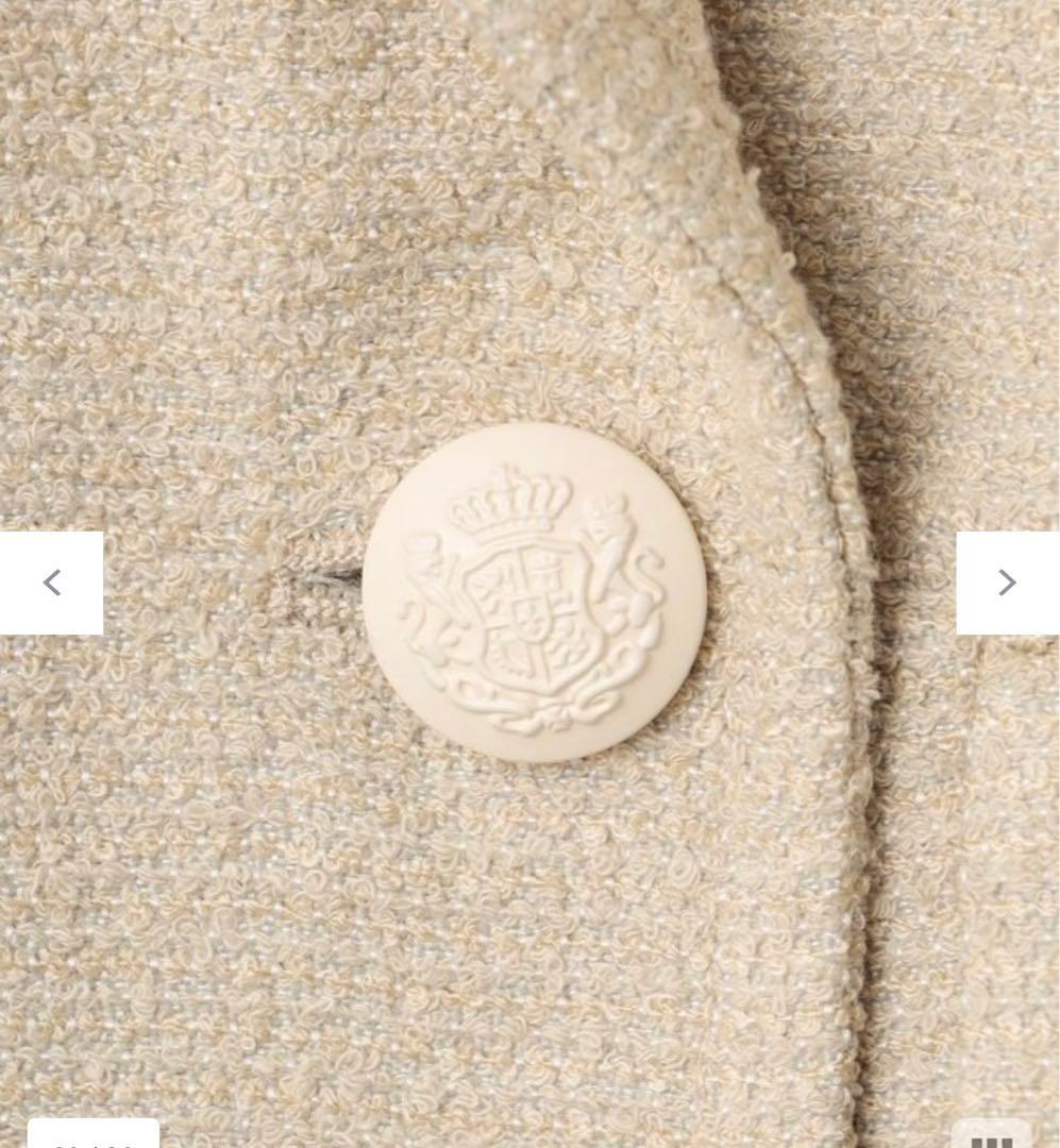 ベージュ ツイードテーラードジャケット