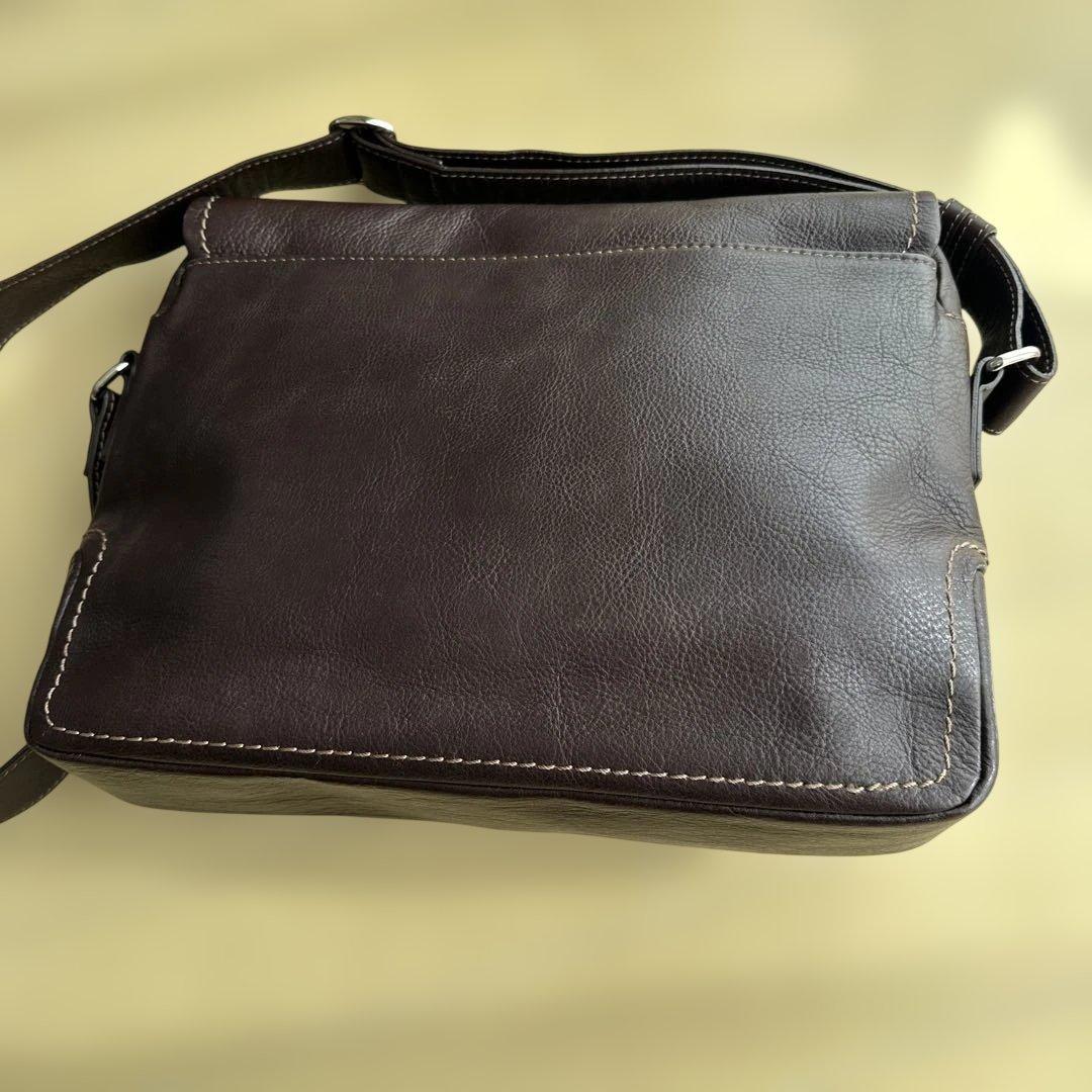 土屋鞄ブラウンレザーショルダーバッグ