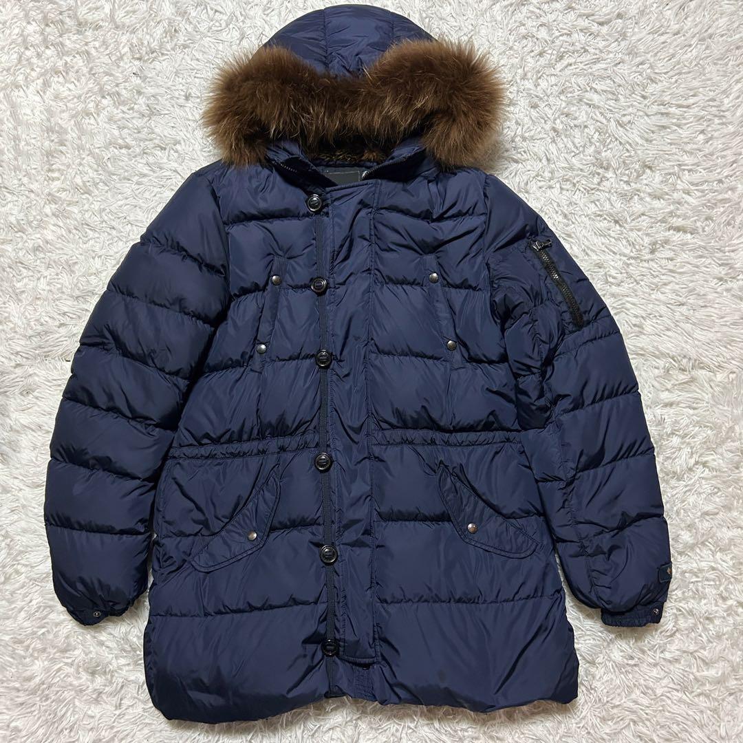 【希少】3XL タトラス ダウンジャケット アンティコ ボア ラクーンファー 紺