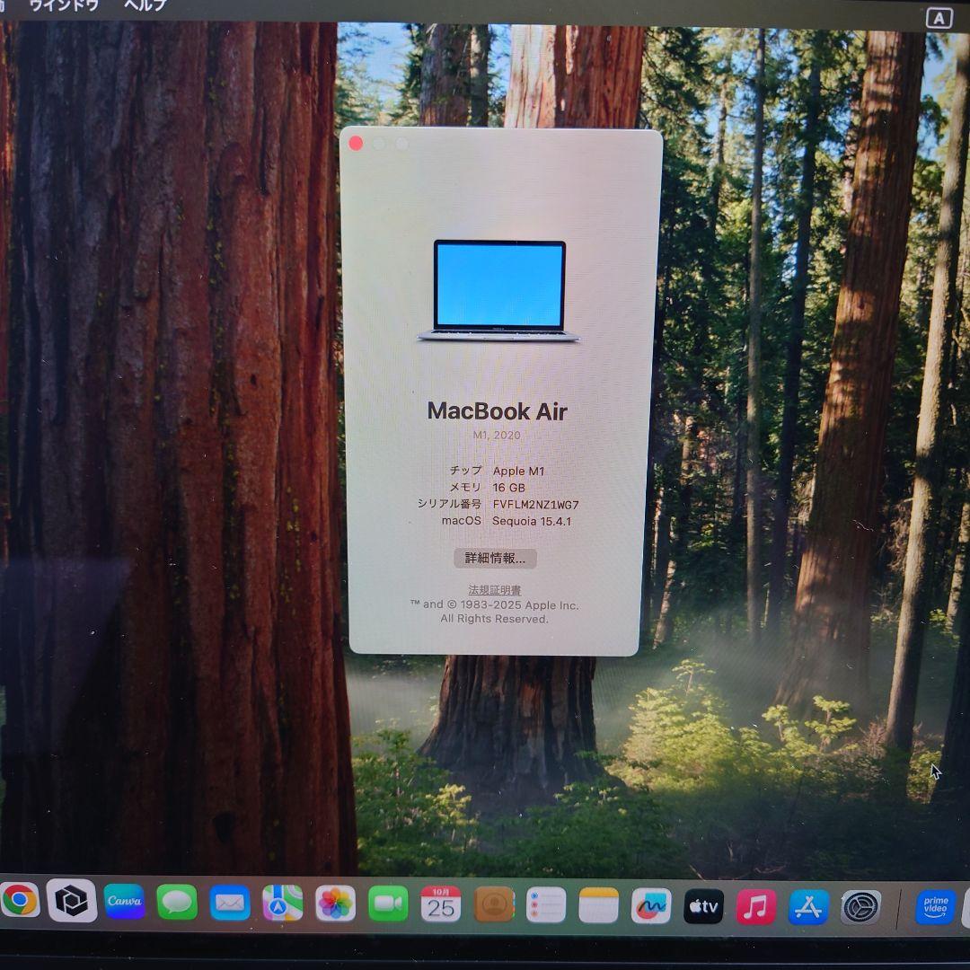 MacBook Air　M1 2024 メモリ16G SSD256G
