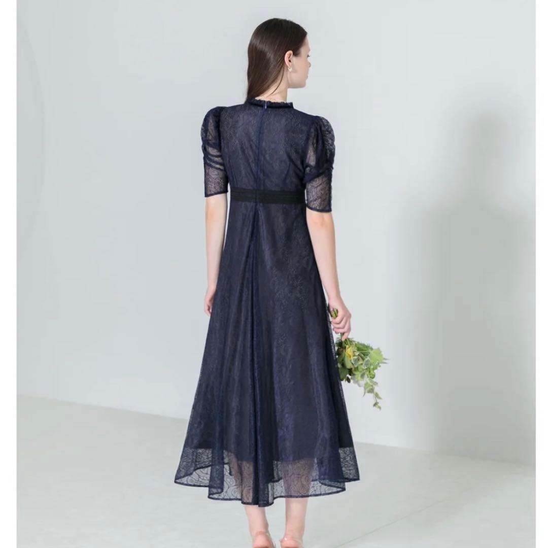 【極美品】Leja ウエストマークパフスリーブ総レースロングドレスワンピース