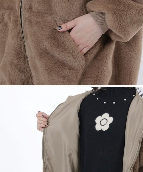 MARY QUANT ビジューデイジーファーBIGパーカー ブルゾン