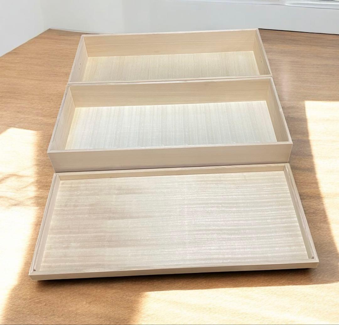 計3段★桐タンス・桐箱　衣装ケース　1段+未使用キャスター付き2段