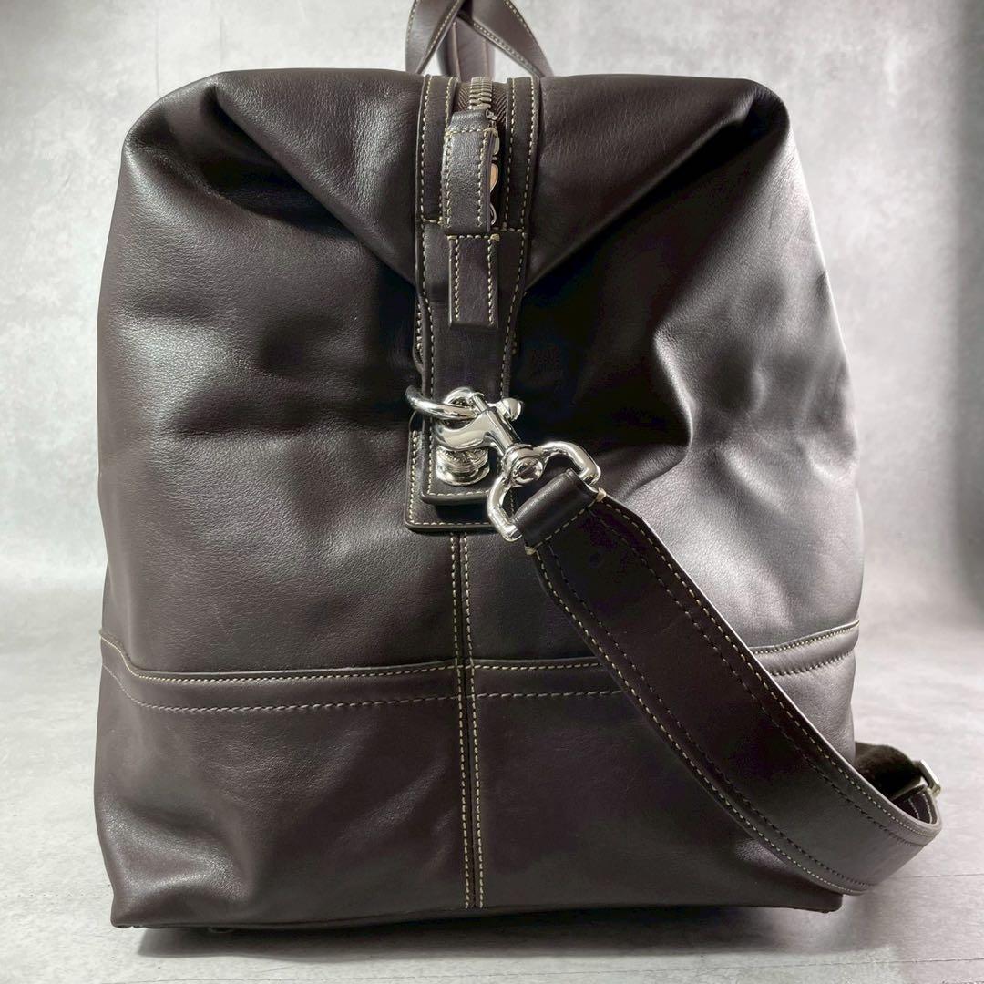 【極美品】コーチ 2way ボストンバッグ オールレザー ロゴ ブラウン