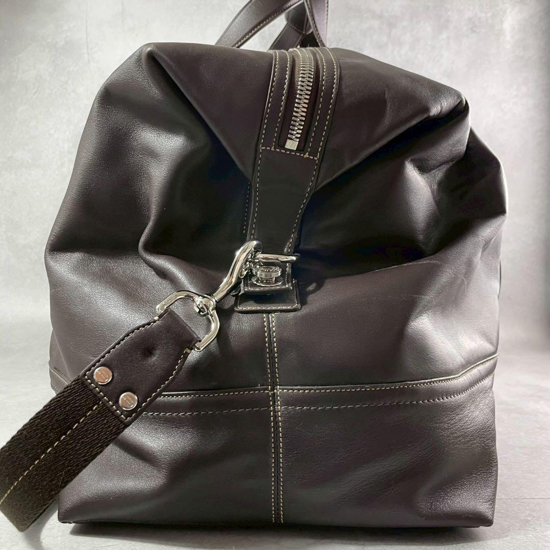 【極美品】コーチ 2way ボストンバッグ オールレザー ロゴ ブラウン