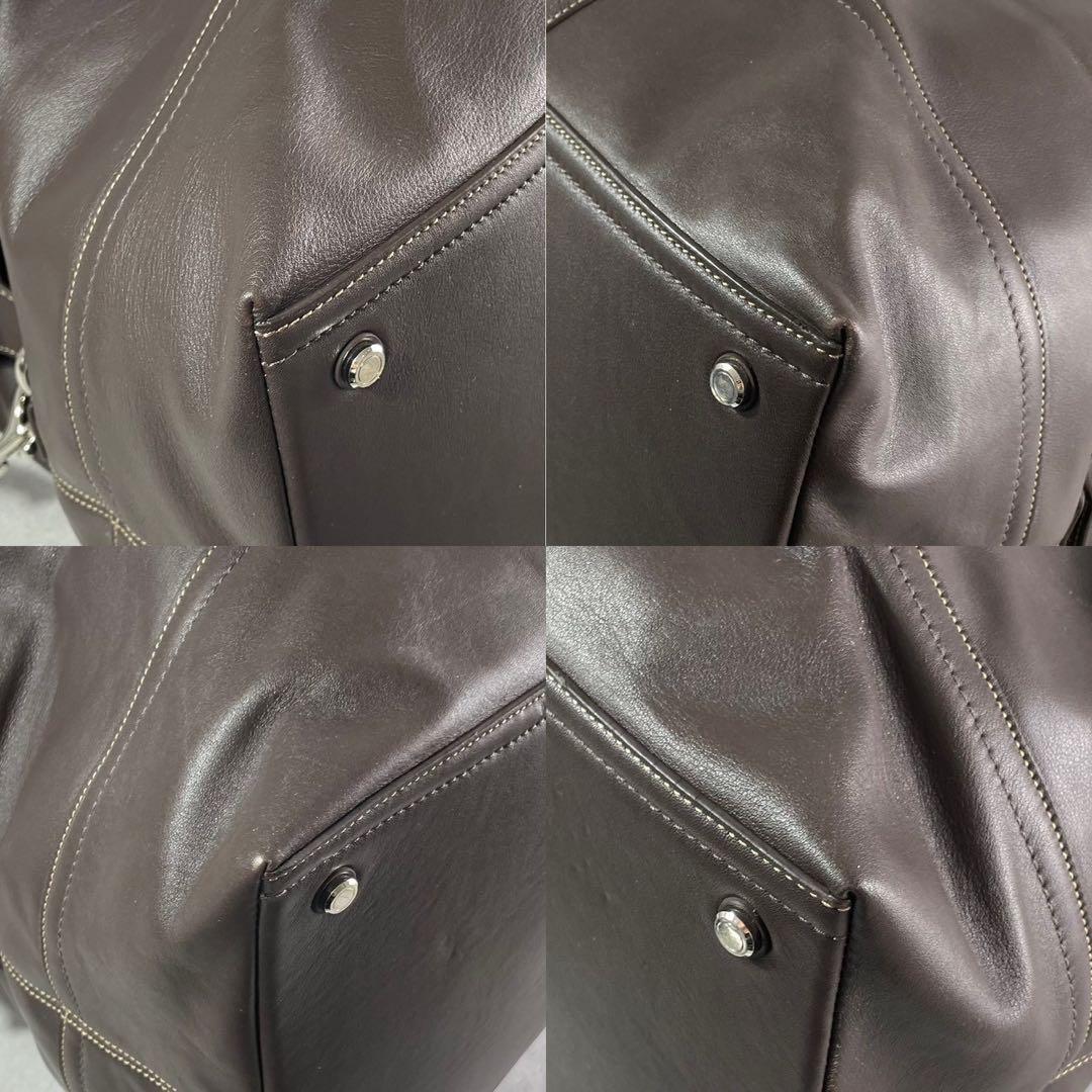 【極美品】コーチ 2way ボストンバッグ オールレザー ロゴ ブラウン