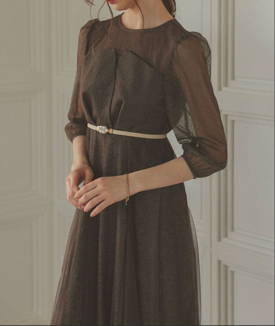 Dorry Doll ビスチェ風トップス ラメチュールワンピース