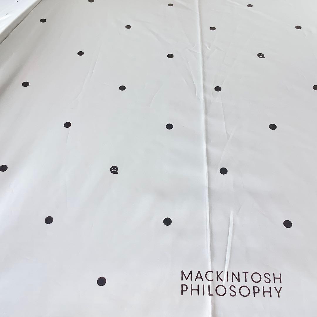 新品★マッキントッシュフィロソフィー★ドットゴースト晴雨兼用2段折りたたみ日傘白