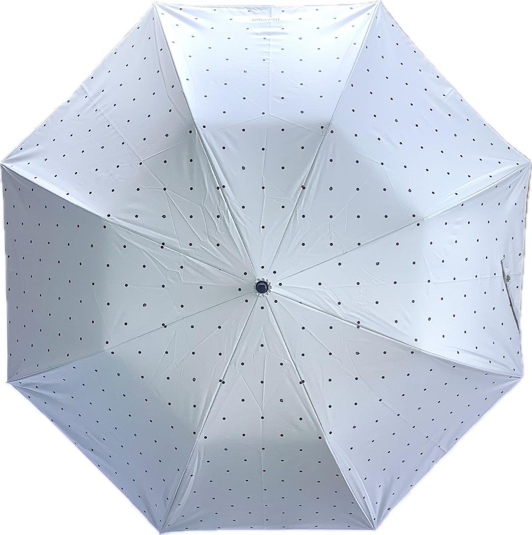 新品★マッキントッシュフィロソフィー★ドットゴースト晴雨兼用2段折りたたみ日傘白
