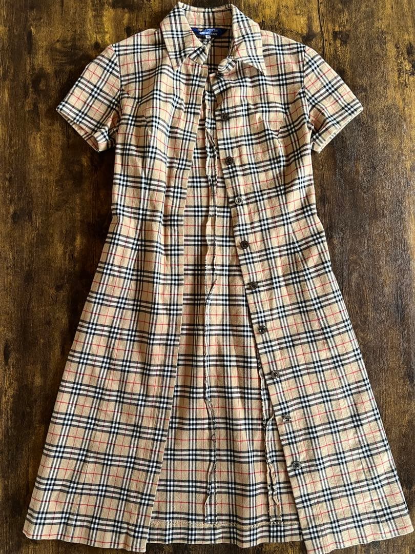 バーバリーブルーレーベル ロングシャツワンピース ノバチェック38