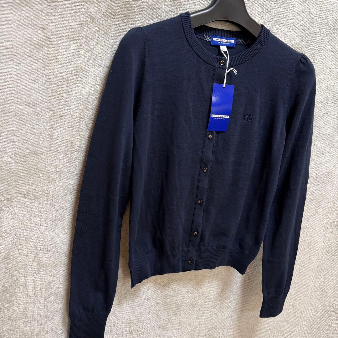 タグ付き新品未使用バーバリーブルーレーベル カーディガン 薄手コットン ネイビー