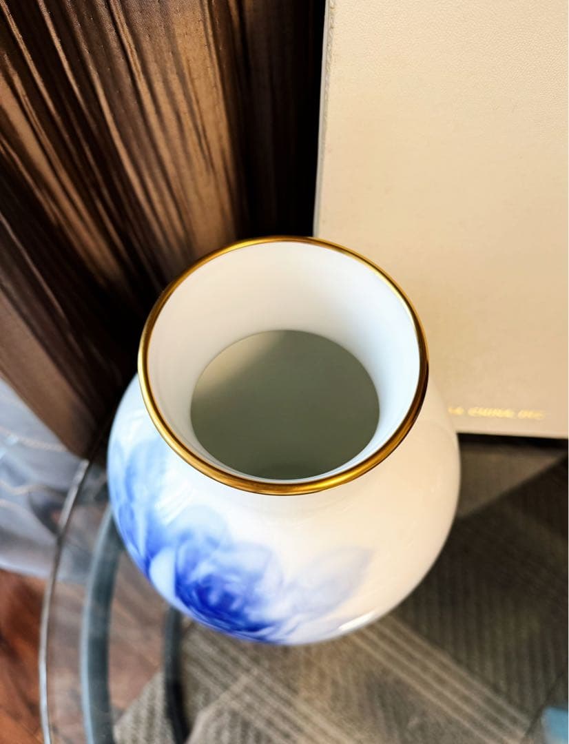 大倉陶園 ブルーローズ 花瓶 28cm