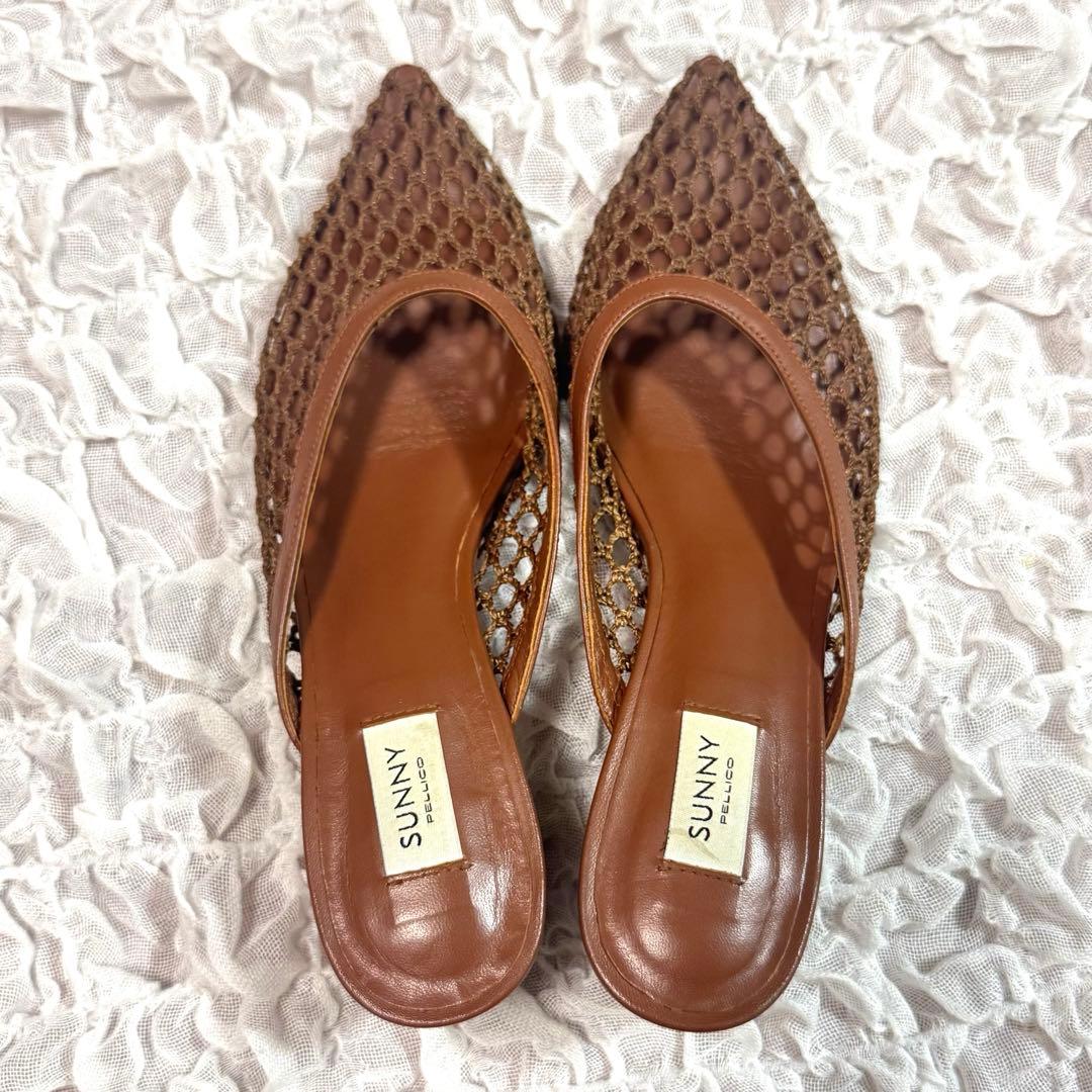 PELLICO SUNNY メッシュ　ポインテッドミュール　サンダル　ブラウン