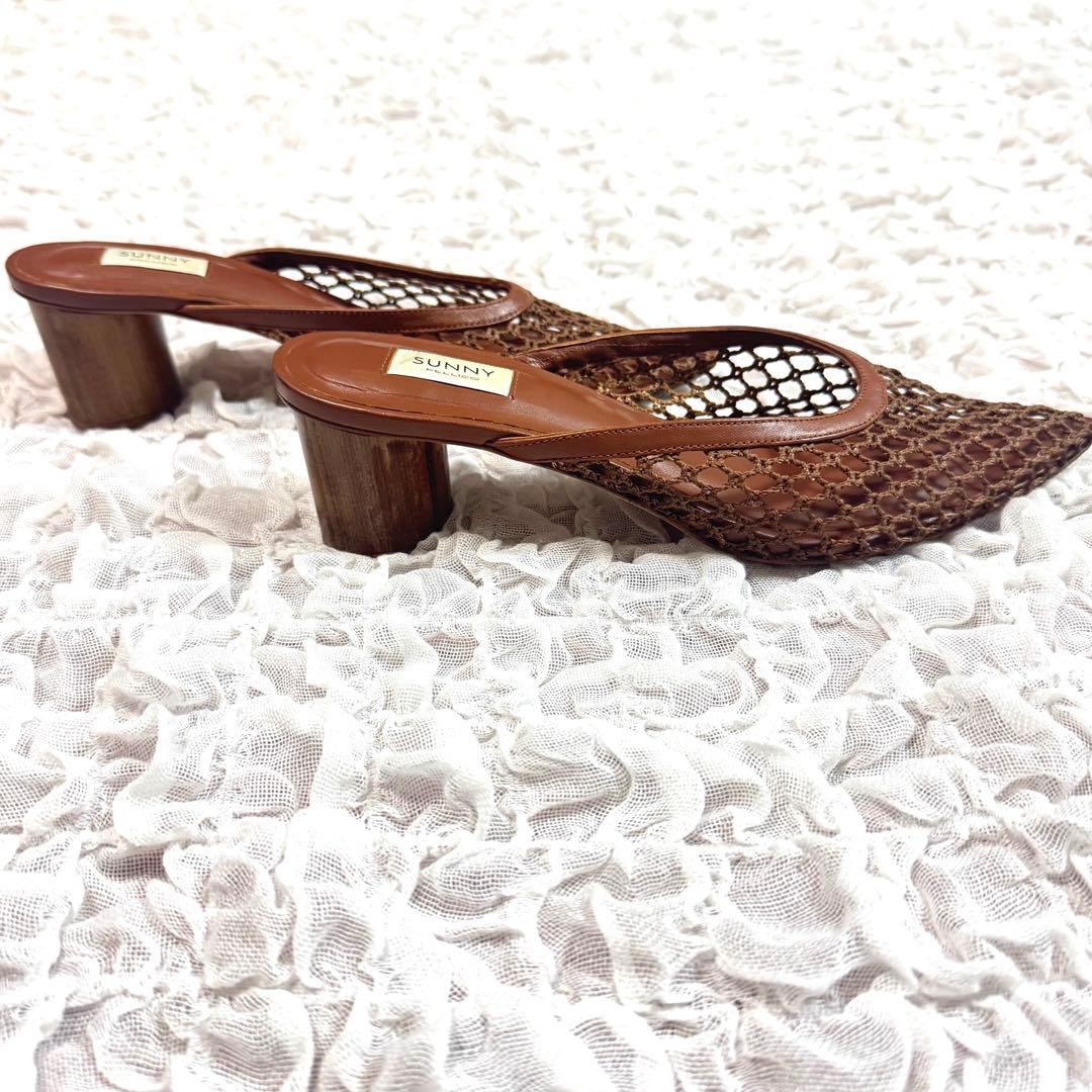 PELLICO SUNNY メッシュ　ポインテッドミュール　サンダル　ブラウン