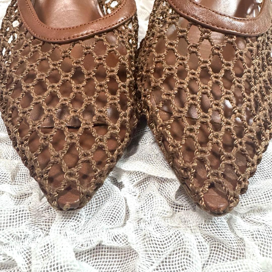 PELLICO SUNNY メッシュ　ポインテッドミュール　サンダル　ブラウン
