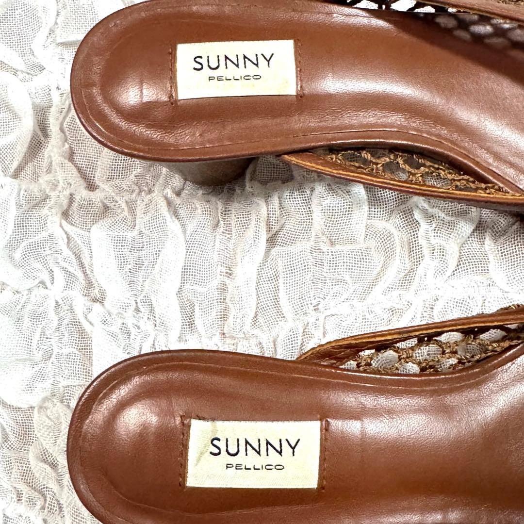 PELLICO SUNNY メッシュ　ポインテッドミュール　サンダル　ブラウン