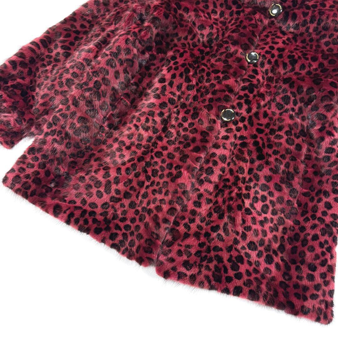 【希少】 レオパード柄 染め 本毛皮 リアルファー ファーコート リバーシブル