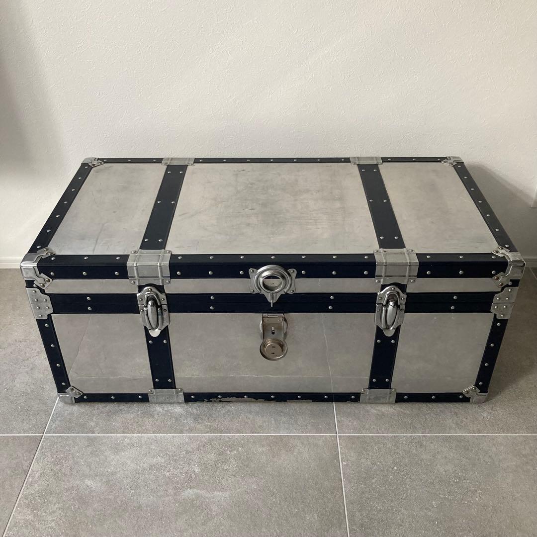 ヴィンテージ 大型トランク 船舶トランク インダストリアル 収納 ローテーブル