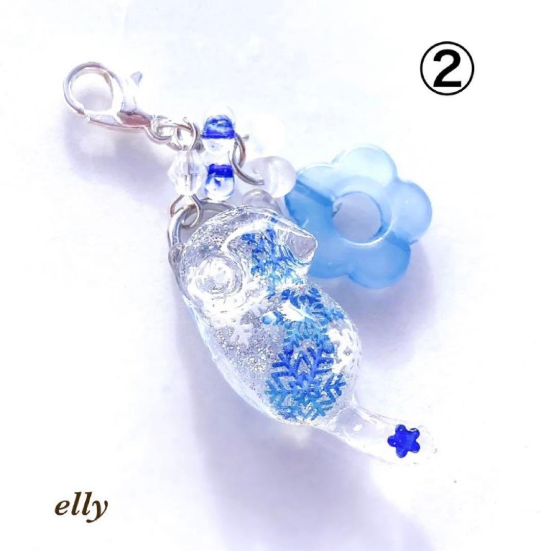 【ヒイラギ様】1092天然石　和柄　じゃれ猫　ジャンピング猫　レジン　たチャーム