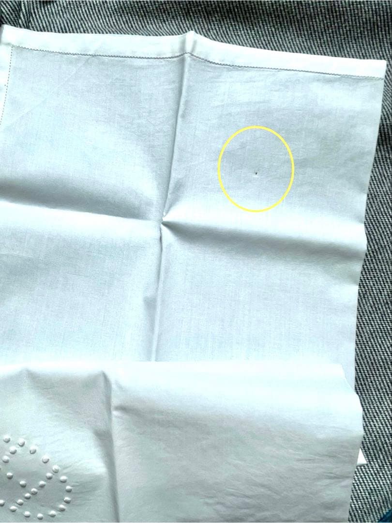 【未使用】HERMESエルメス ハンカチ Hロゴ刺繍　ホワイト　白　コットン