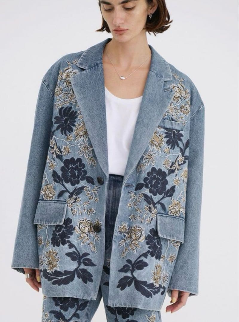 ジャケット・アウター CLANE FLOWER EMBROIDERY TAILORED JACKET