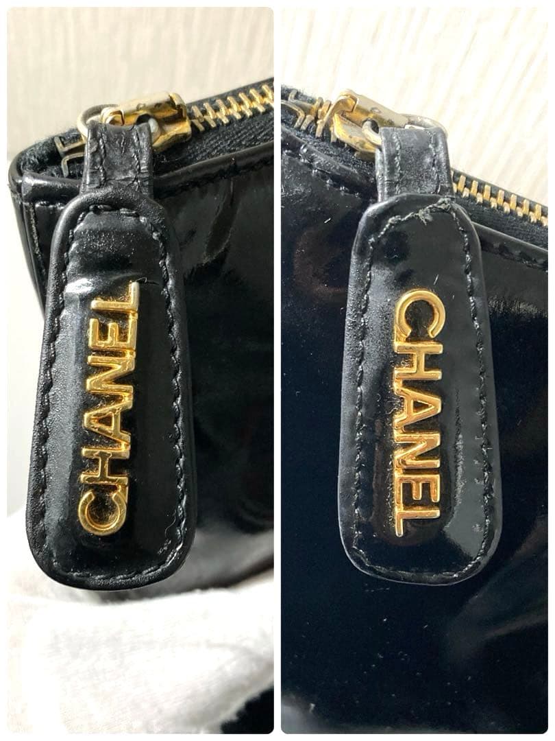 シャネル　ココマーク　パテントレザー　クラッチバッグ　ハンドバック　ブラック