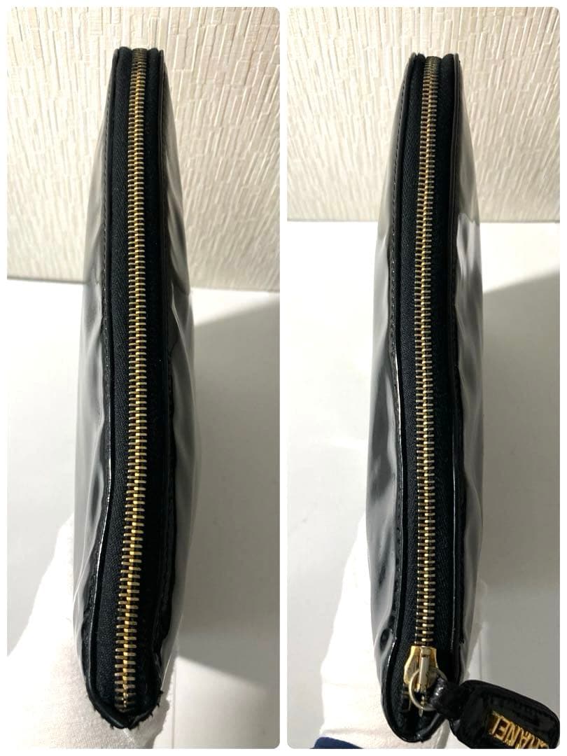 シャネル　ココマーク　パテントレザー　クラッチバッグ　ハンドバック　ブラック