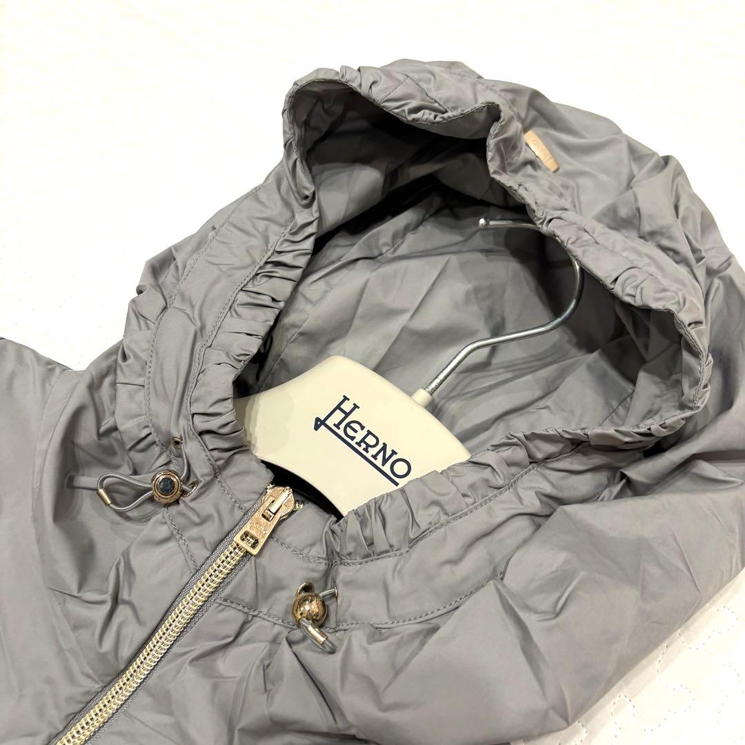 ☆新品☆HERNO テクノタフタ ギャザーモッズコート 38 GY