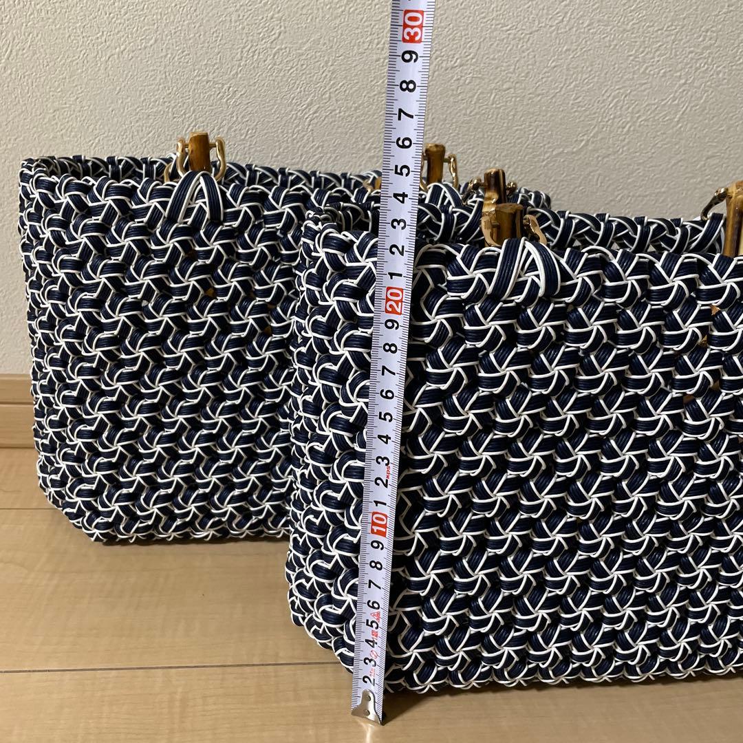 とわ　　花結び編みかごバッグ　3個セット