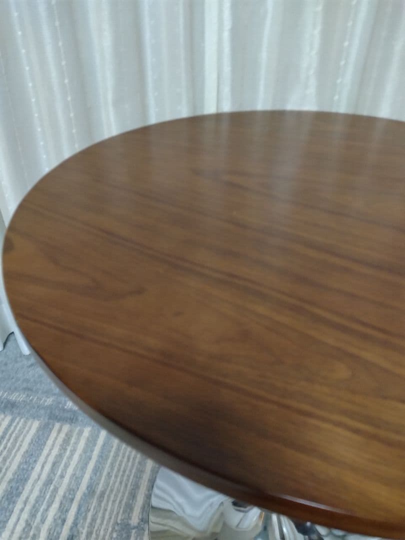 カウンターテーブル　丸　高さ調整　天板回転　ブラウン