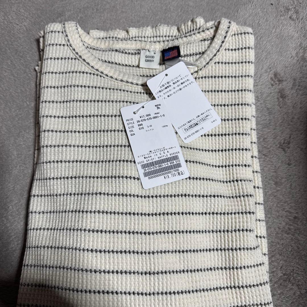 グッド グリーフ WAFFLE BORDER LONG SLEEVE TOP