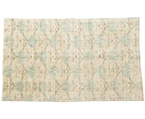 トルコ ヴィンテージラグA106 大判 レア セージグリーン ターコイズブルー