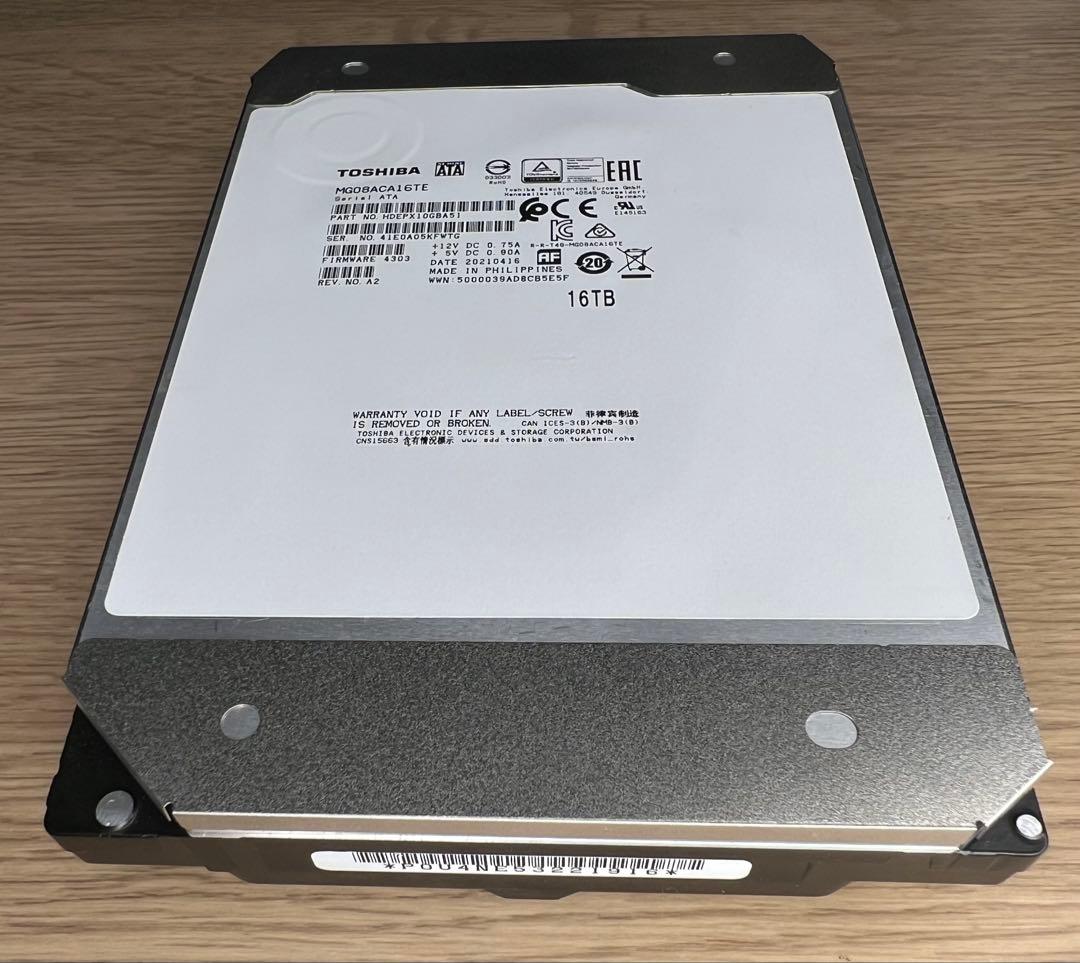 [2個セット 32TB 通電5000時間以下] 大容量HDD 東芝 16TB