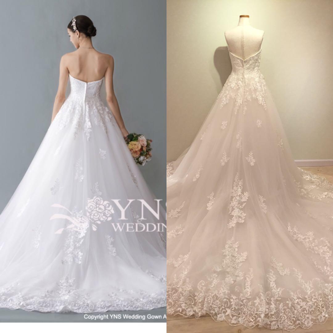 1*5様 オフホワイトウェディングドレス Aライン レース装飾