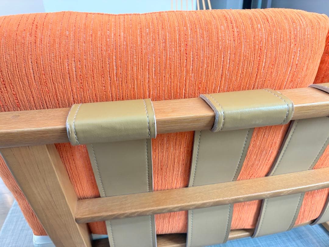 ナガノインテリア 2人掛けソファ オットマン付 天然