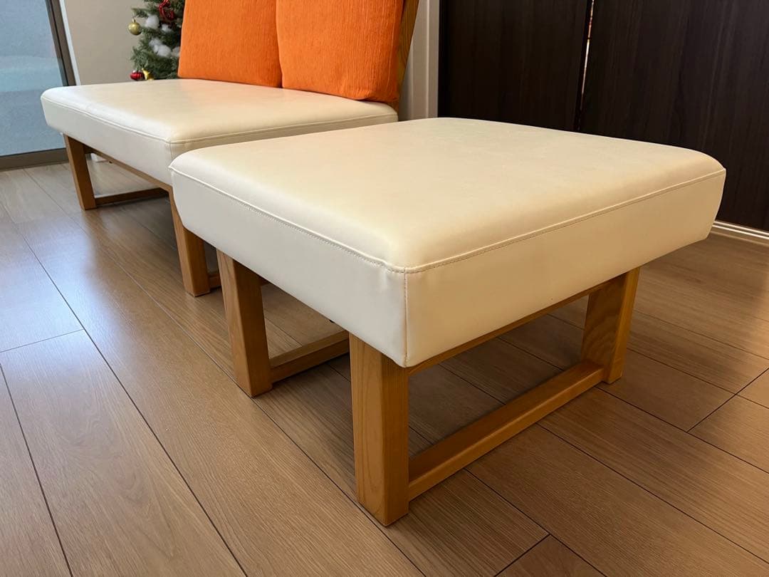 ナガノインテリア 2人掛けソファ オットマン付 天然