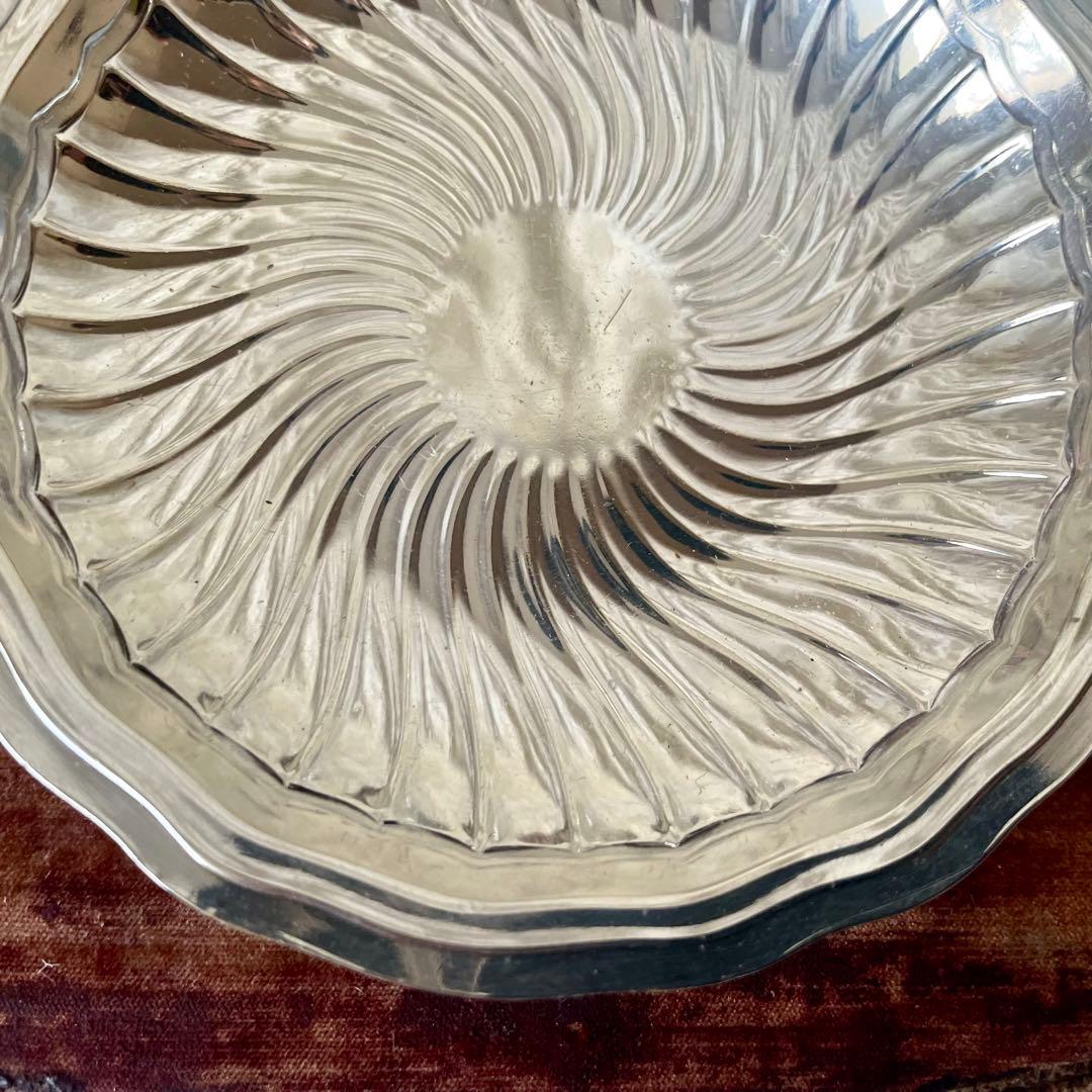 ピュイフォルカ　花リムシルバープレート　純銀　フランスアンティーク