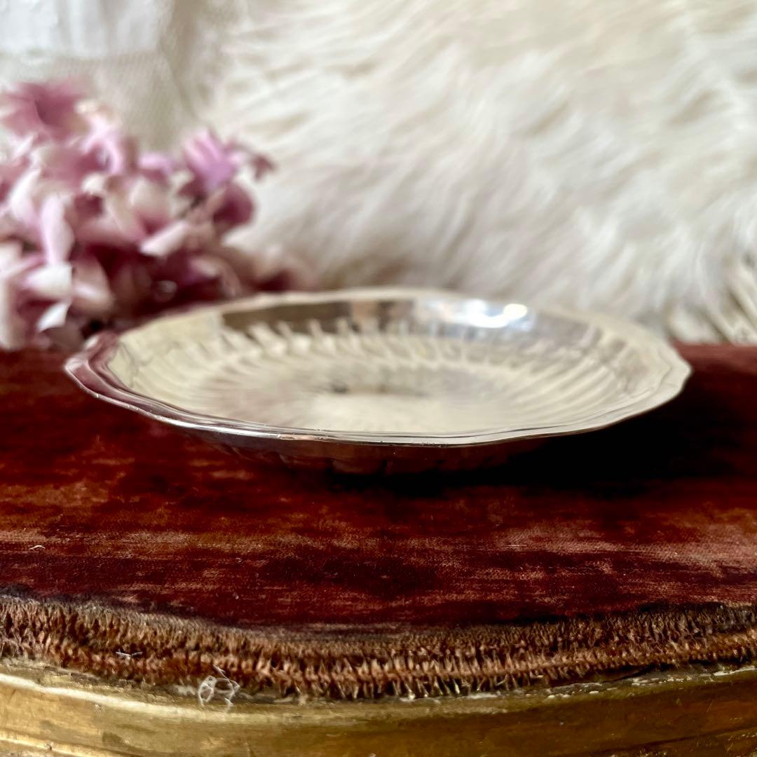 ピュイフォルカ　花リムシルバープレート　純銀　フランスアンティーク