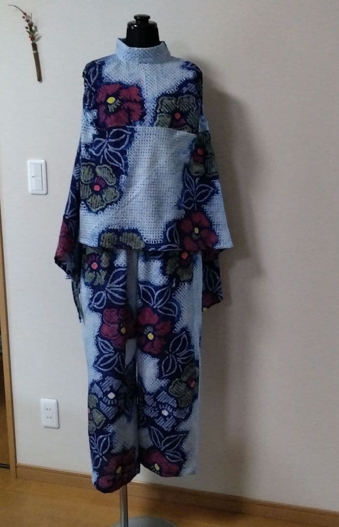有松絞りリメイク　ワンピース　セットアップ上下