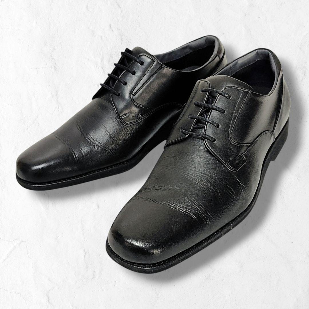 未使用級 asics pedala ビジネスシューズ ブラック レザー 25.5