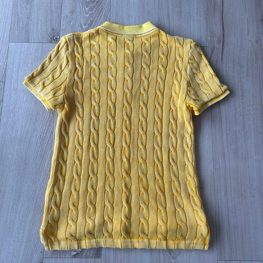 ポロラルフローレン ケーブルニットポロシャツ L イエロー ウォッシュ加工