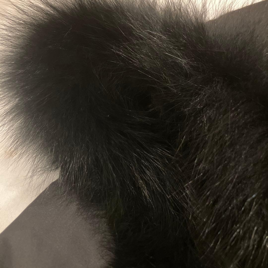 美品　総シルク&フォックスファー　リバーシブル　フード付きロングコート　高級感